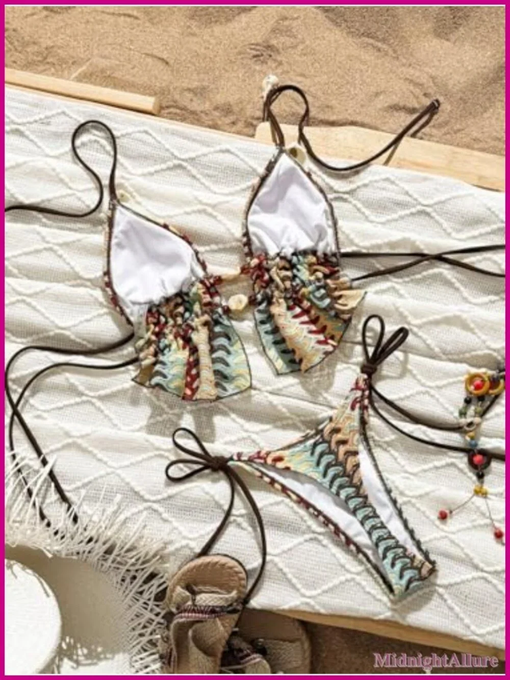 Halter Triangle Bikini Set Backless High Cut Two Piece Swim